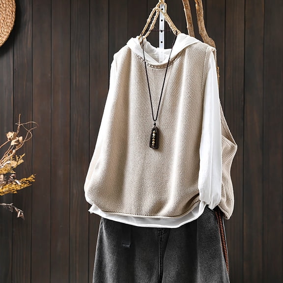 Wowcloth Women's Solid Color Knit Vest, Loose Fit and Versatile, for Casual Everyday Wear
