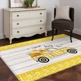 thumbnail image 4 of Bee Truck 3'x5' Washable Rug, Yellow Honey Daisy Floral Plaid Wooden Grain Non-Slip Area Rugs for Entryway Kitchen Classroom, StainResistant Dorm Throw Carpet, Low Pile Soft Indoor Floor Mat, 4 of 9