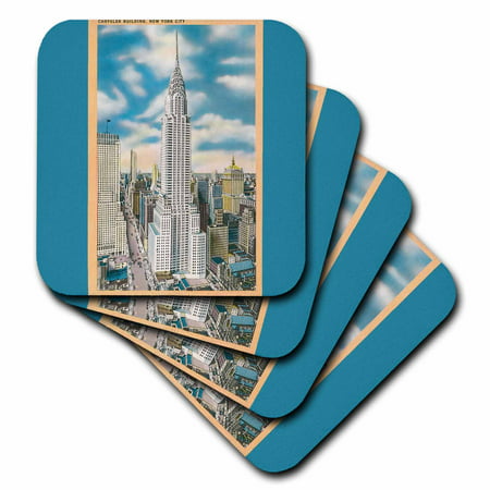 3dRose Chrysler Building, New York City Aerial View , Soft Coasters, set of
