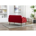 thumbnail image 2 of 55-inch Small Velvet Sofa with two Elegant Moon Shape Pillows, Modern Twin Size Accent Sofa Couch with Golden Metal Legs & Tufted Backrest & Delicate Armrests, Loveseat Sofa for Living Room, Red, 2 of 7