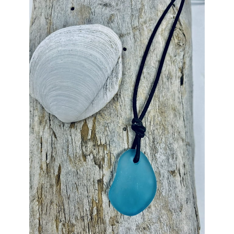 Blue sea glass necklace sale