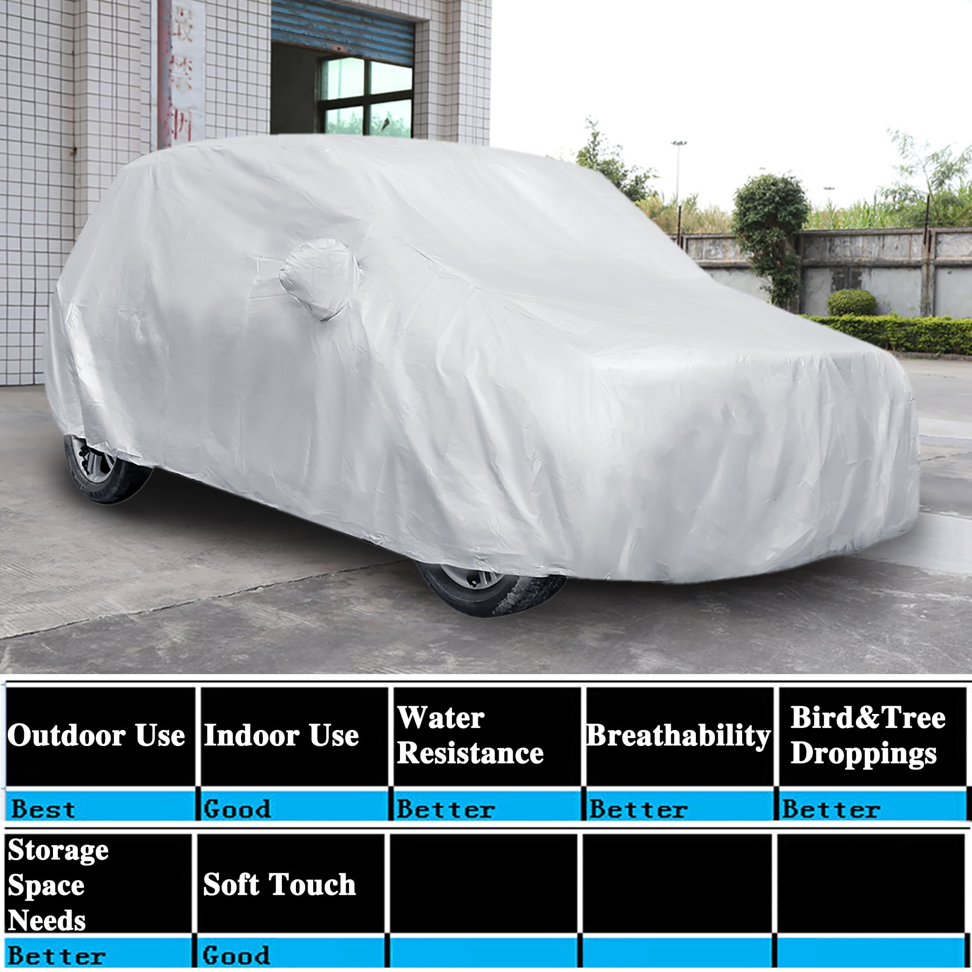 Unique Bargains 193 x 73 x 72inch Outdoor Waterproof Car Cover UV Snow  Protective for Toyota, Silver 