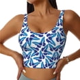 thumbnail image 2 of Picia Blue Butterflies Sports Bra for Women,Padded Strappy Sports Bras Medium Support Yoga Bra with Removable Cups,Running Yoga Bra-Small, 2 of 9