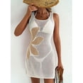 thumbnail image 5 of Women Swimsuit Cover up Flower Printed Bikini Sleeveless Beach Dress Crochet Hollow Out Coverup Alsol Lamesa, 5 of 5