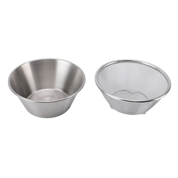 Suodoka 304 Stainless Steel Colander with Mixing Bowl Portable Kitchen Microporous Strainer for Washing Rice Pasta Small Grains, 5.7 inches / 14.5 cm, Silver