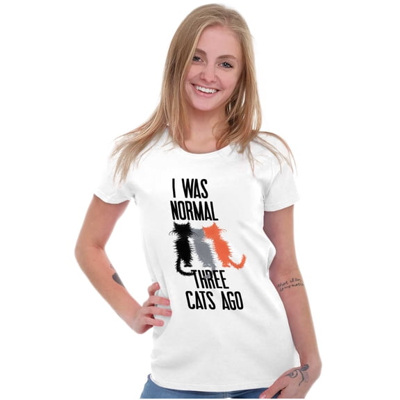 I Was Normal Three Cats Ago Hilarious Womens Slim Fit Graphic Tee Brisco Brands S