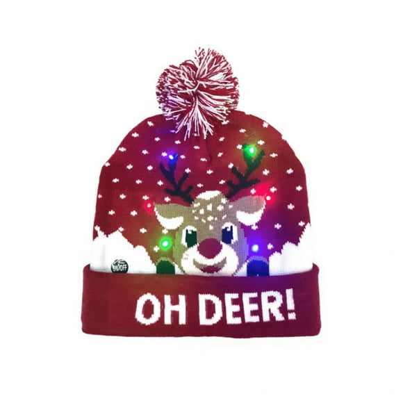 Christmas Hat Knit LED Light Hat For Unisex Winter Pom Pom Hats, Holiday Party Beanie Cap Xmas Gifts MulticolorChristmas Knitted Santa Hats Christmas Plush Hats Warm Thick Santa Hat for Christmas Par