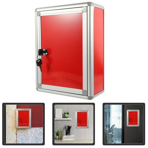 FRCOLOR Retro Wall Mount Letter Box for Home Use Red Aluminum Alloy Mailbox 12.5x6x8 inches