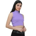 thumbnail image 3 of eloria Women's Top High-Neck Sleeveless Crop Tank Top Color: Light Purple | Size: S, 3 of 6