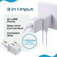 thumbnail image 3 of Ceptics CTU-11A Switzerland Travel Adapter Plug - Type J - Dual USB Device, 3 of 11