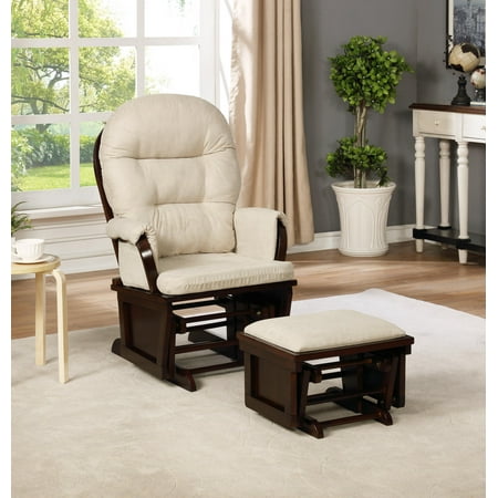 - Naomi Home Amelia Glider & Ottoman Set-Cushion Color:Cream,Finish:Espresso