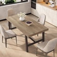 thumbnail image 3 of Industrial Dining Table for 4-6 People, 63" Long Wooden Kitchen Table with Sturdy Metal Frame & Rustic Pear Finish, Seats 4 Rectangular Counter for Dinner, Kitchen, Dining Room-Rustic Pear, 3 of 9