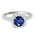 thumbnail image 2 of Aonejewelry 1.35 Carat Ttw Halo Sapphire and Diamond Engagement Ring Crafted In 14k Solid White Gold, 2 of 4