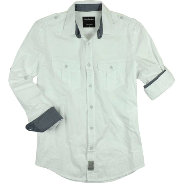 Calvin Klein Camisa con Botones para hombre color blanco XL