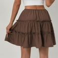 thumbnail image 4 of Dvprdro Flowy Skirts for Women Casual Boho Ruffle Tiered High Waist Mini Skirts Tennis Beach Shorts Mini Skirts Brown Sizes S, 4 of 5