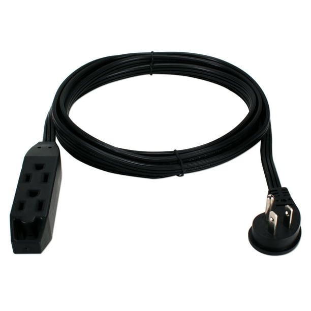 Qvs 3 Outlet 3 Prong 10ft Right Angle Flat Power Extension Cord Walmart Com Walmart Com