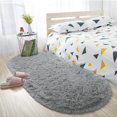 thumbnail image 1 of Oval Fluffy Rug Carpets, Modern Plush Shaggy Area Rug for Kids Bedroom Extra Comfy Cute-Grey, 1 of 4