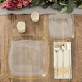 thumbnail image 6 of Efavormart 10 Pack | 10" Clear With Gold Rim Square Plastic Dinner Plates, Disposable Lunch Party Plates, 6 of 11