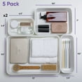 thumbnail image 2 of Decorative Plastic Desk Drawer Organizer Tray, White (Set of 5) Open Home Storage Bins Organizer Baskets, for Organizing Closet Shelves Drawer Shelf - Ribbed Collection, 2 of 6
