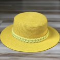 thumbnail image 1 of Sombrero de paja de ala ancha para mujer, sombrero de paja verde, amarillo, Morado, versión coreana, moda, red, cadena roja, playa, sol, marea, 1 of 3