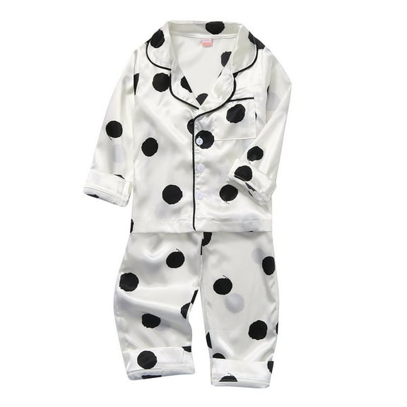 XuJwPNcy Unisex Satin Pajamas Sets Baby Boy Girl Button-Down Silk Sleepwear 2 Piece Long Sleeve Loungewear Clothes Set