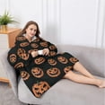 thumbnail image 5 of Oversized Wearable Blanket Hoodie,Halloween Spooky Pumpkins Pattern Sherpa Blanket Hoodie with Super Pockets,Super Warm Fuzzy Pullover for Women & Men, 5 of 6