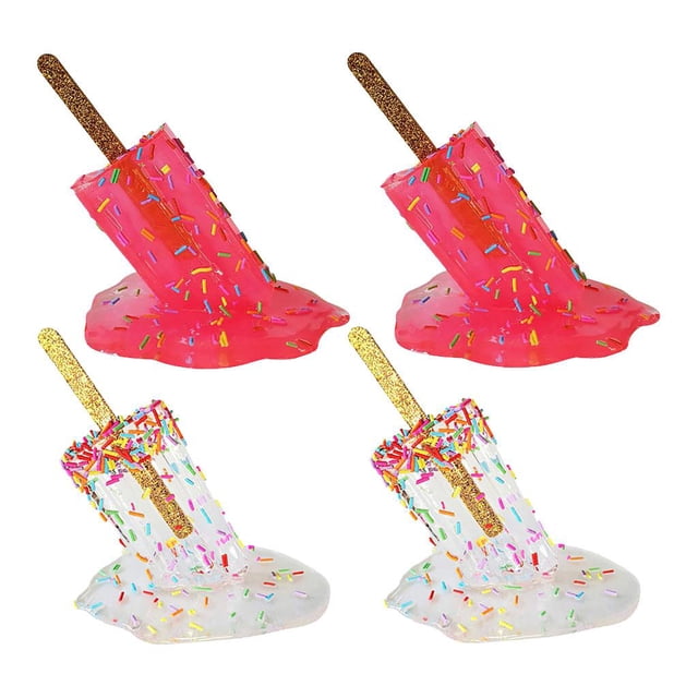 4 piezas de lindas esculturas derretidas para amantes del helado derretido. rojo claro