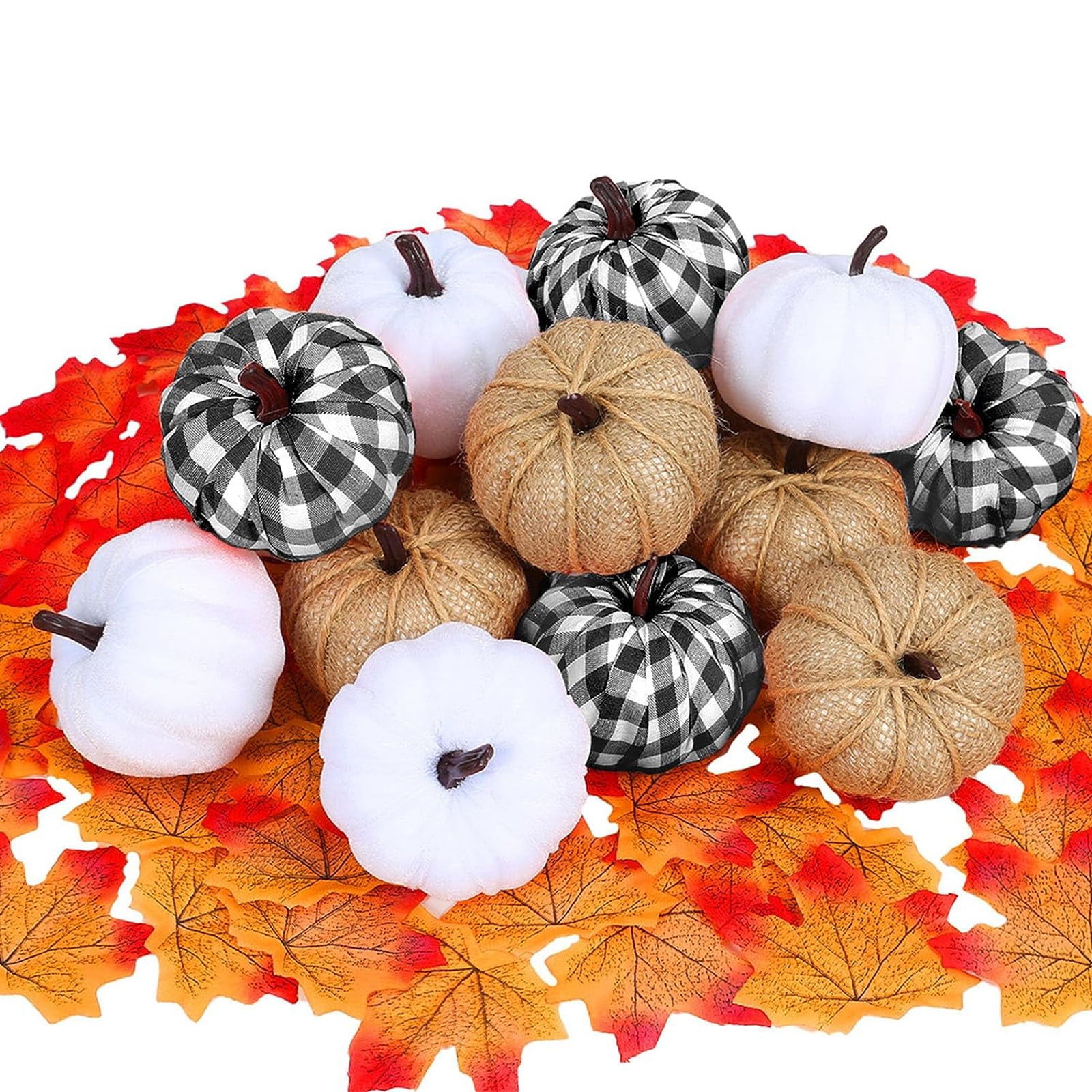 Owis Artificial Fall Pumpkin Decor for Thanksgiving, 12 Pack Assorted