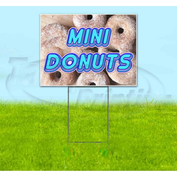 Mini Donuts (18" x 24") Yard Sign, Includes Metal Step Stake
