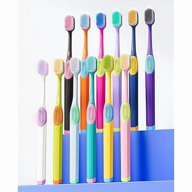 wonima02 Medium Toothbrushes for Adults with Soft Bristles - Ultra Gentle Cleaning with Wide Head for Sensitive Teeth & Braces Care,12 Pack Vibrant Colors (Year-Round Unique Brushing Experience)