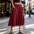 thumbnail image 3 of Hngshg Plus Size Capris for Women Flowy Loose Smocked Solid Color Casual Wide Leg Pants Summer Vacation Pants with Pockets, 3 of 5
