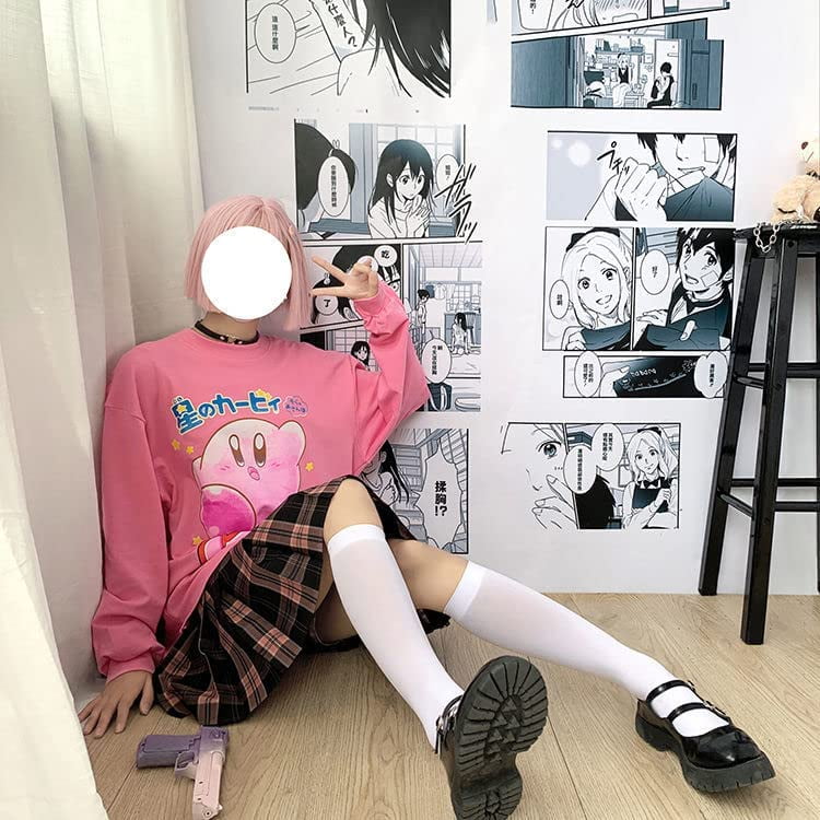 DanceeMangoo Anime Kawaii Clothes Shirts Cute Pink Pastel Japanese Tshirts  Tee Sweatshirts Baggy Harajuku Tops Girl Women Plus Size