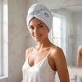 thumbnail image 2 of Striped Cotton Hair Towel Wrap for Women – Anti-Frizz Super Absorbent Quick Drying Hair Turban for Wet Hair Blue, 2 of 7