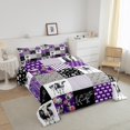 thumbnail image 3 of Milk Cow Queen Comforter Set Farm Animals Bedding Set,Western Cowboy Bull Cattle Bed Set Rustic Flowers Duvet Set,Purple Patchwork Buffalo Plaid Farmhouse Decor, 3 of 7