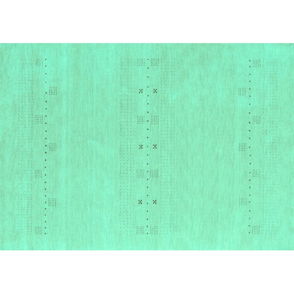 Ahgly Company Machine Washable Indoor Rectangle Solid Turquoise Blue Modern Area Rugs, 8' x 10'