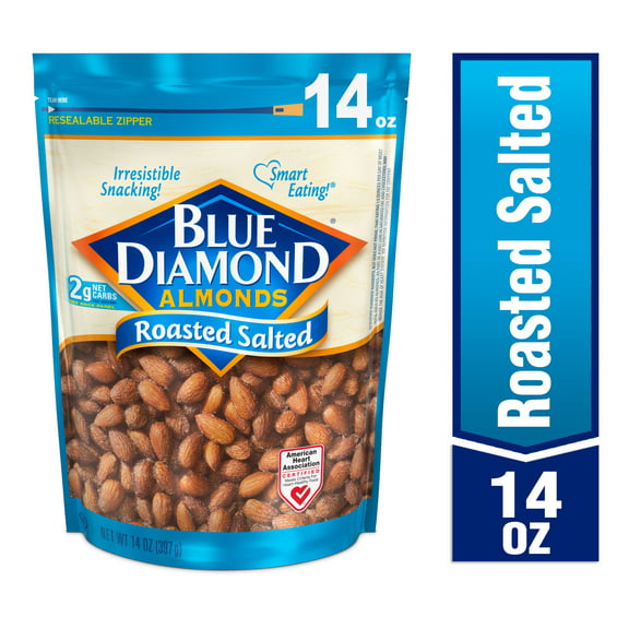 Blue Diamond Almonds, Roasted Salted Flavored Snack Nuts Perfect for Snacking, 14 oz