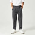 thumbnail image 2 of Jinhomg Kids Boys School Uniform Pants Soft Cotton Jogger Pants Elastic Waist Tapered Pant Back to School Stretch Casual Trousers for Boys Size 6-15Y, 2 of 9
