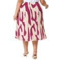 thumbnail image 4 of DARING DIVA Women's Plus Trendy Summer Print Pleated High Waisted Midi Skirt 3X Hot Pink, 4 of 6