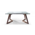 thumbnail image 1 of homeroots kitchen & dining 320777 63" X 35" X 30" Walnut Glass Stainless Steel Extendable Dining Table, 1 of 1