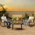 thumbnail image 2 of Patio Furniture Set of 4,Asofer Outdoor Bistro Conversation Set with Coffee Table, Rocking Chairs and Loveseat for Balcony, Porch, Backyard,Dark Brown, 2 of 11