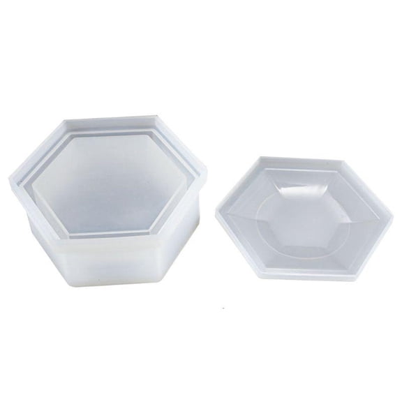 CEORPER High Mirror Handmade Plum-shaped Silicone Mould DIY Hexagon Storage Box Mold Crystal Epoxy Making Craft Molds Tools