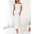 thumbnail image 4 of Vestido largo BTFBM para mujer, verano 2025, con abertura fruncida en un solo hombro, 4 of 7