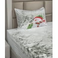 thumbnail image 2 of Ambesonne Christmas Fitted & Top Sheet Set with Sham, Snowy Woodland Holiday, White and Red, 2 of 4