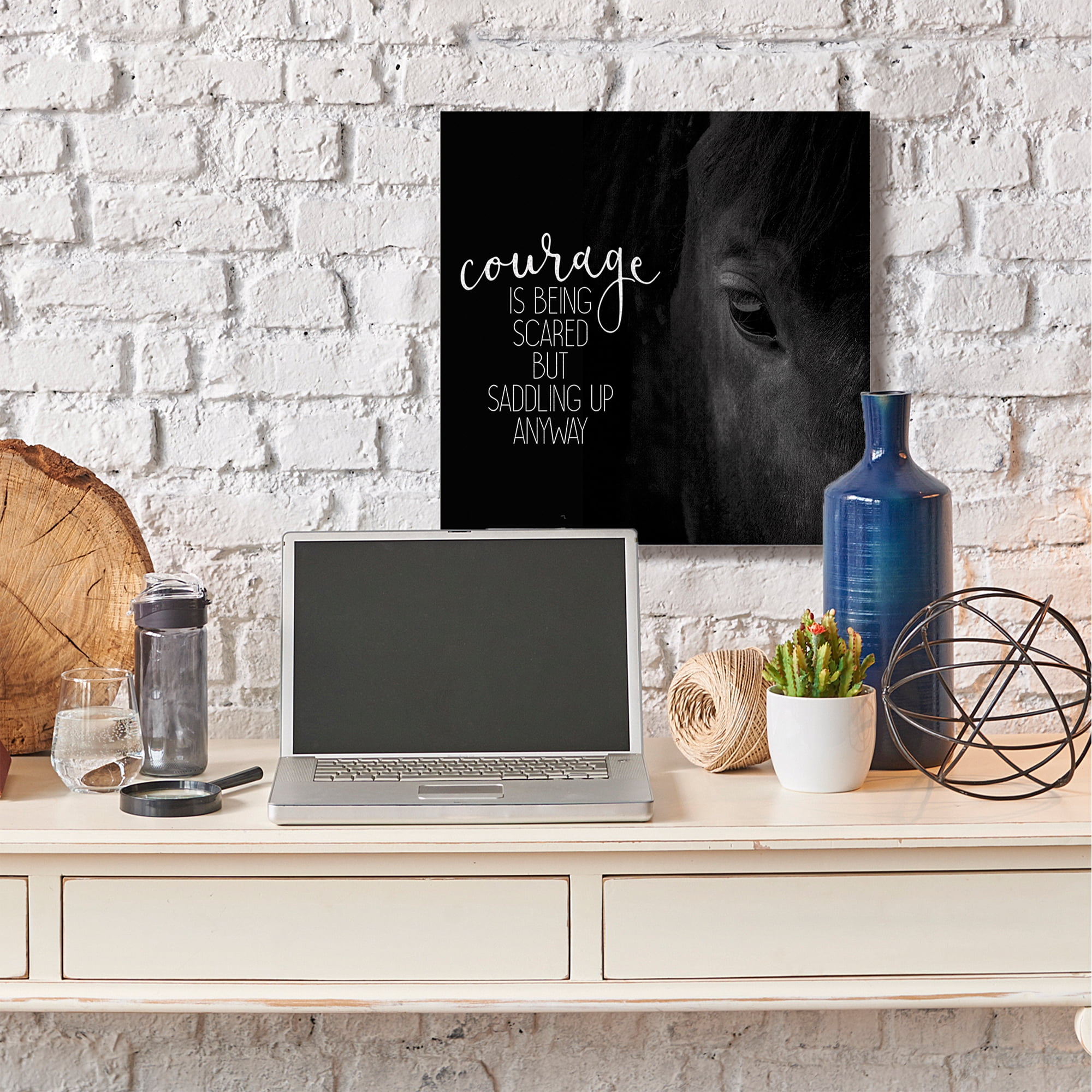 Stupell Home Décor Saddle Courage Horse Farm Inspiring Word Design Canvas Wall Art by Kim Allen