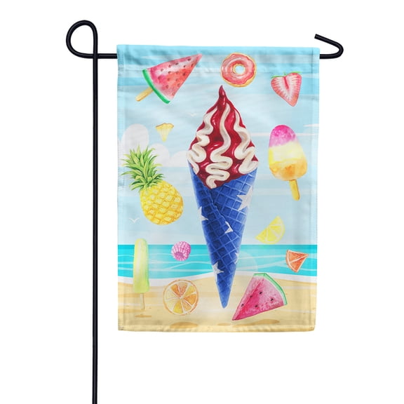 America Forever Summer Treat Ice Cream Garden Flag 12.5 x 18 inches Strawberry Donut Popsicle Watermelon Pineapple Double Sided Seasonal Yard Outdoor Decorative Cool Summer Garden Flags