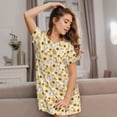 thumbnail image 3 of Rateoe Shiba Inu Sunflower Print Women’s Nightdress – Cozy Cotton Short-sleeved Sleep Shirt, Loose-Fit Sleepwear, Perfect for Relaxing and Sleeping, 3 of 6