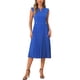 thumbnail image 1 of Vestido sin mangas INSPIRE CHIC para mujer, vestido midi con cuello en V, botones y plisado en azul real, 1 of 6