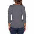 thumbnail image 3 of Women's 3/4 Sleeve Crew Neck Cotton T Shirts Soft Stretchy Casual Daily Wear Layering Tops Classic Fit, 3 of 8