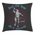 thumbnail image 1 of Astronaut Throw Pillow Cushion Cover, Feel The Fear and Do It Anyway Astronaut in Space with Red Circles Dangerous, Decorative Square Accent Pillow Case, 24 X 24 Inches, Black Grey Red, by Ambesonne, 1 of 2