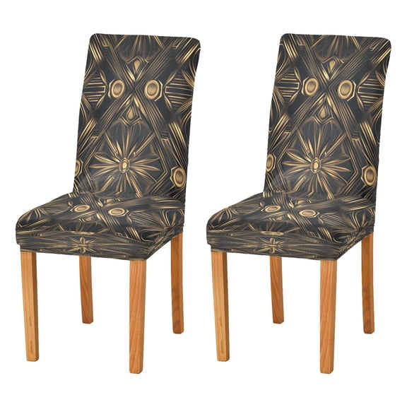 BZSMCE Chairs Slipcovers Dining Chair Covers Design Gold and Black Flower Print Creative Pattern